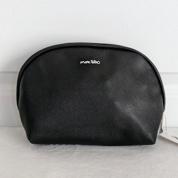 marc tetro Boston Terrier Large Cosmetic Case Pouch Bag PVC Saffiano Black NWT - Picture 6 of 12